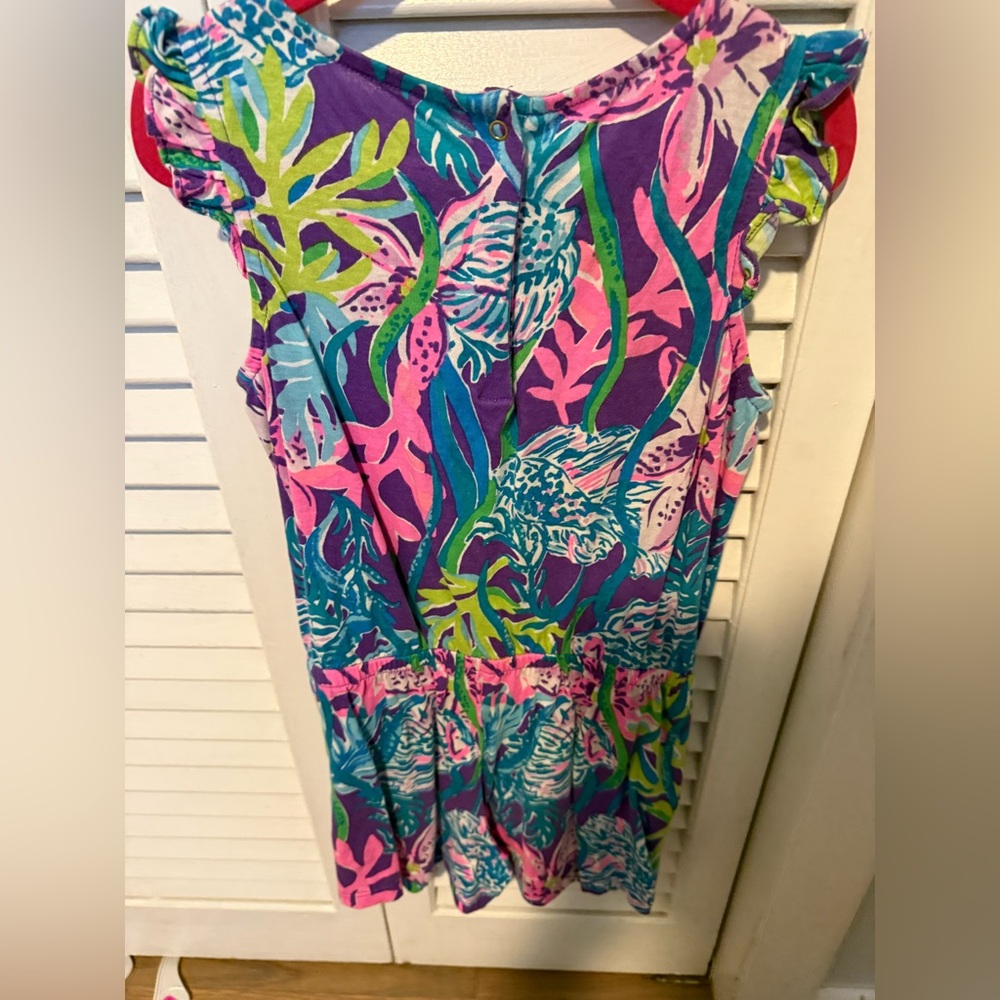 Lilly Pulitzer girls romper Colorful Tropical Print Cap-Sleeve